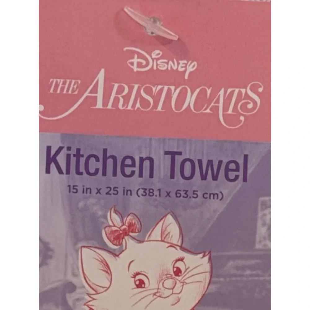 Disney The Aristocats Marie Kitchen Towel Pink White Stripe 100% Cotton NEW